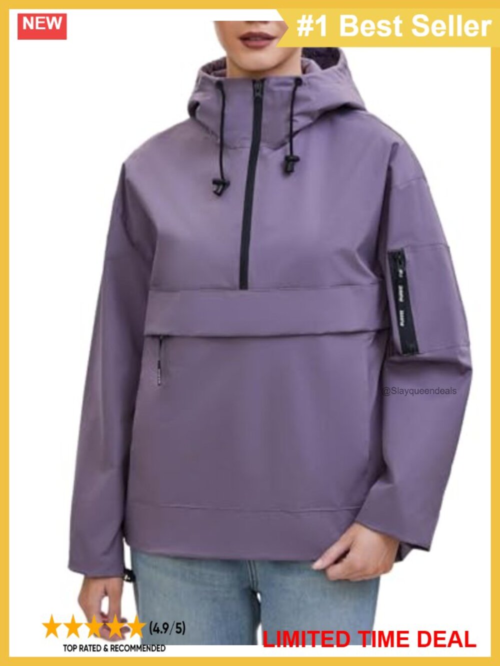 Women's Lightweight Waterproof Rain Jacket Pullover Hoodie Anorak